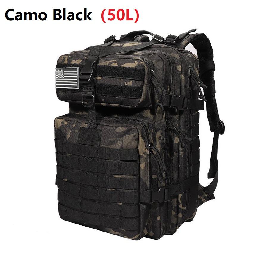 25L/50L Wasserdichter Rucksack Outdoor Rucksäcke Taktische Sport Camping Wandern Trekking Angeln Jagd Tasche 50L camouflage/schwarz