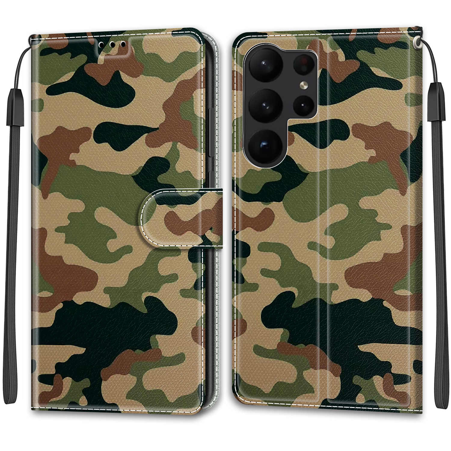 Luxuriöse, bemalte Ledertasche im Brieftaschen-Stil, Schutzhülle für Samsung Galaxy S25 S24 S23 S22 S21 Ultra Plus S24FE S23FE S20 S10 S9 S8 S7 Samsung Galaxy S21 FE