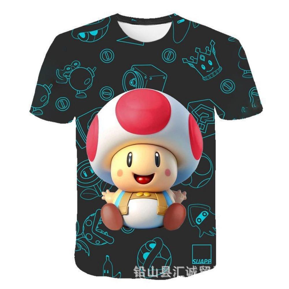Neues Mario Kurzarm 3D-Druck Eltern-Kind T-Shirt Anime Cartoon Kurzarm Rundhals Sommer Kinderbekleidung 140 gray