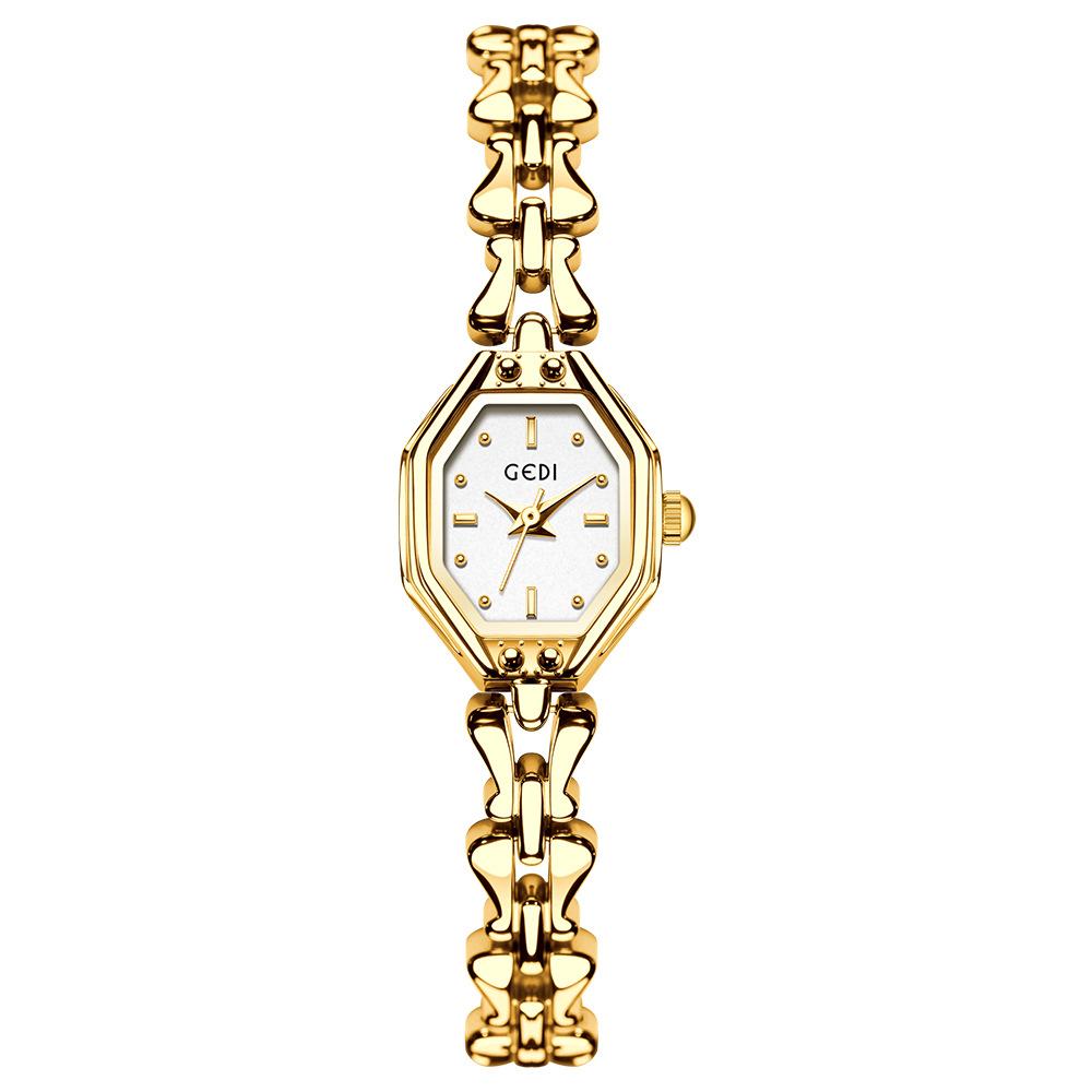 GEDI Marke Damenuhr Exquisite Leichte Luxus Retro Gold Armbanduhr Nische High-End Damenmode Quarz Armbanduhren Geschenk