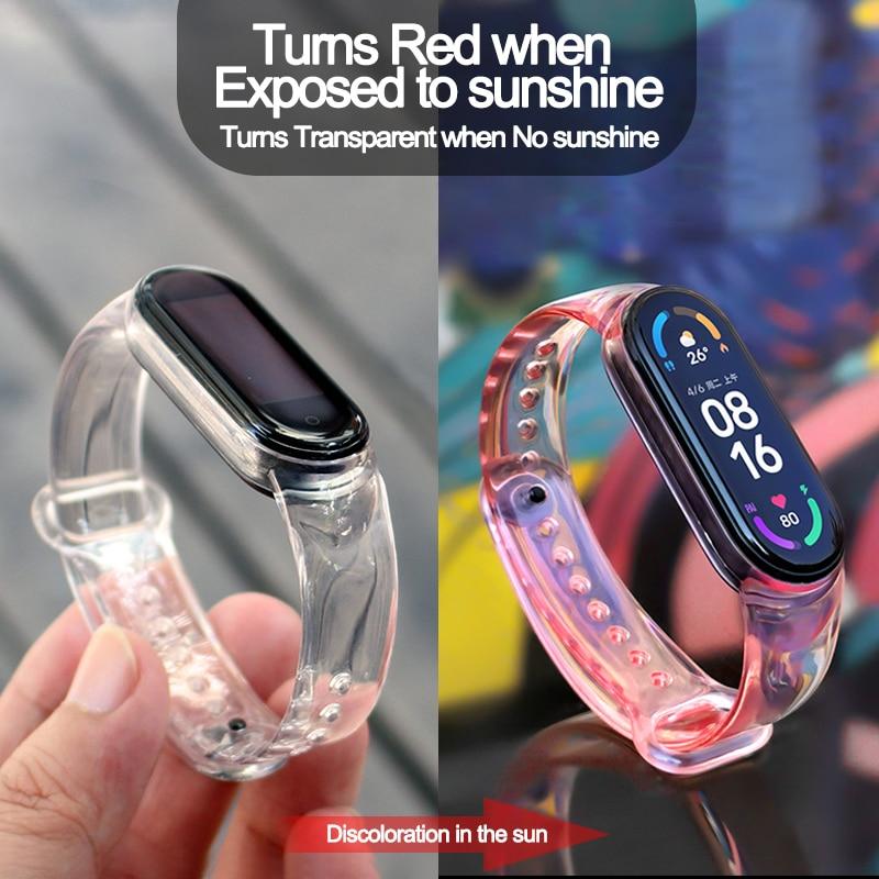 Farbwechselarmband für Xiaomi Mi Band 7 6 5 4 3 Transparentes Lichtarmband für Xiaomi Mi Band 6 5 4 3 Farbwechselarmband für MI 7 6 5 For Mi band 8 rot