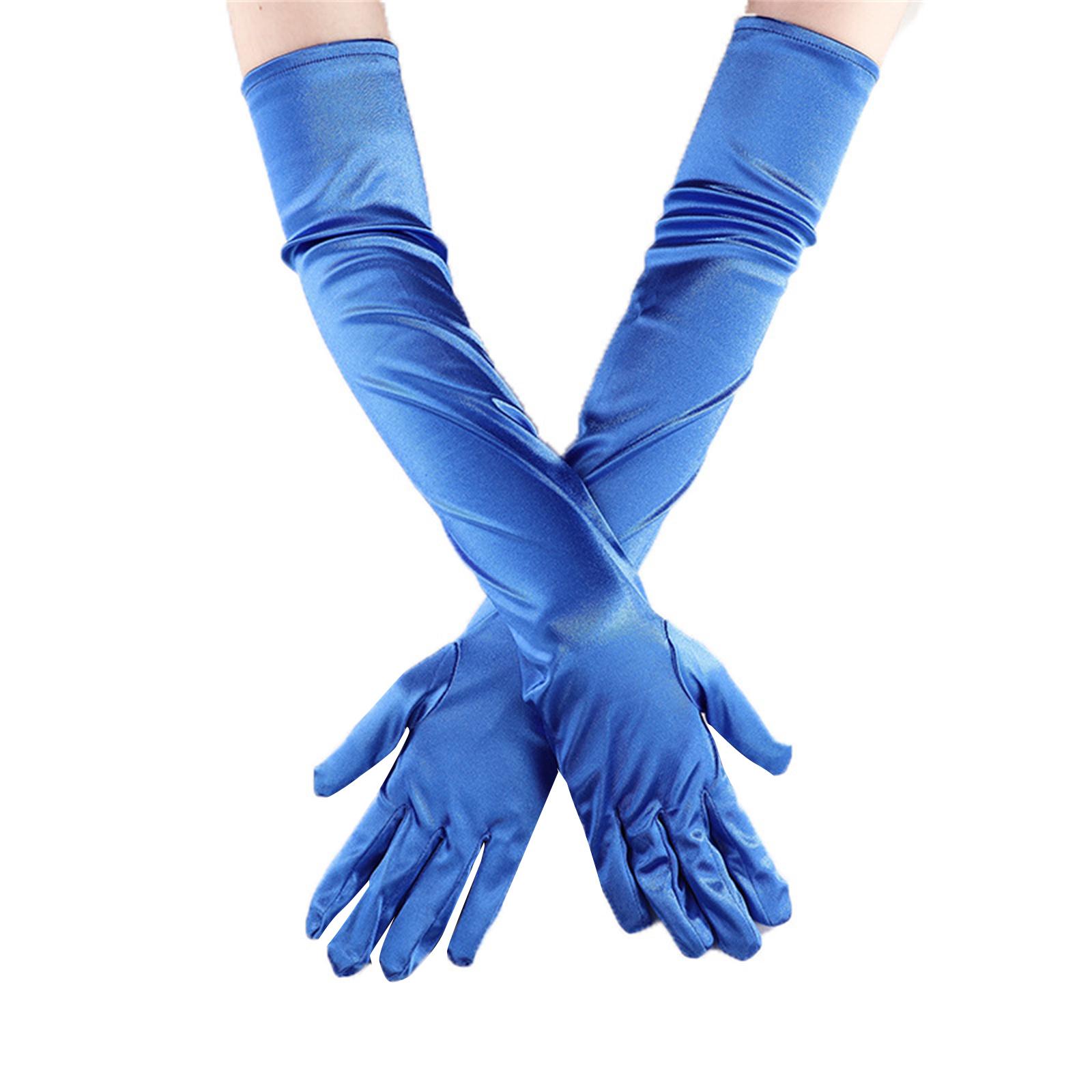 Hochzeitshandschuhe, lange Satin-Handschuhe für Damen, formelle Performance-Handschuhe, Satin-Handschuhe, Tanzhandschuhe, Bankett-Handschuhe, Abschlussball-Handschuh königsblau