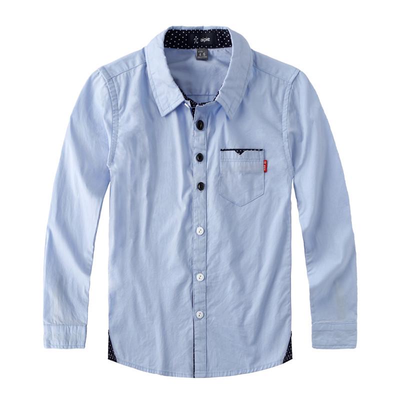 Jungen Hemd Frühling Herbst Kinder Einfarbig Baumwolle Langarm Bluse Teen Kinderkleidung 12-13 Years blau