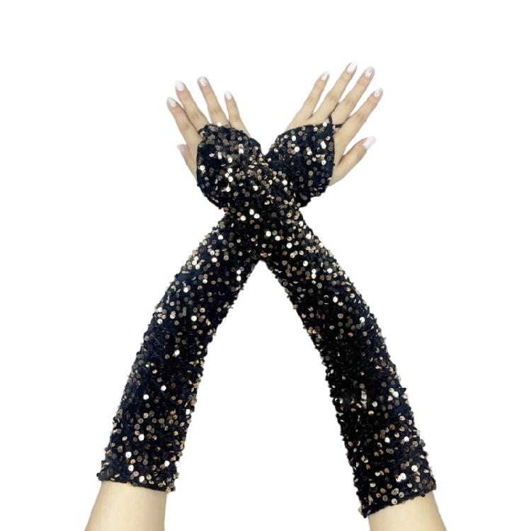 Elegante fingerlose Handschuhe Pailletten Französisch Einzigartige Outfits Lange Handschuhe für Flapper Braut Hochzeit Tanzaccessoires