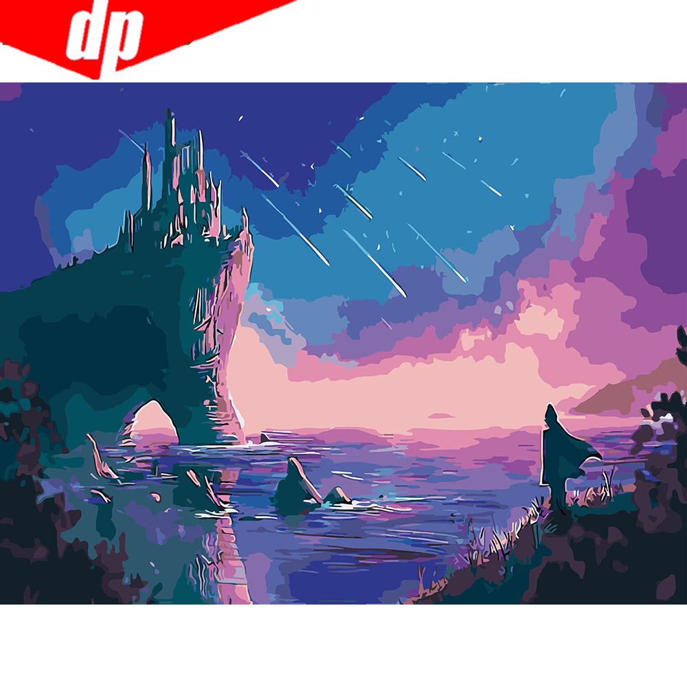 DIY Malen nach Zahlen Landschaft Farbe Leinwand handgemalte Ölbilder nach Zahlen Weihnachtsgeschenk 20X30CM