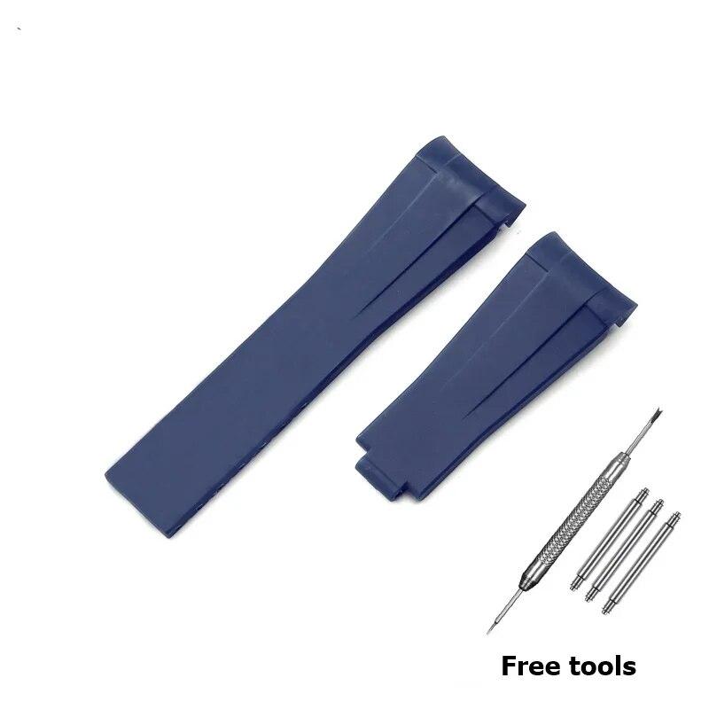 20 mm 21 mm Premium-Silikonarmband für Rolex Submariner DAYTONA GMT Yacht-Master Series Zubehör Ersatz-Uhrenarmband Blue-no buckle  20mm no logo