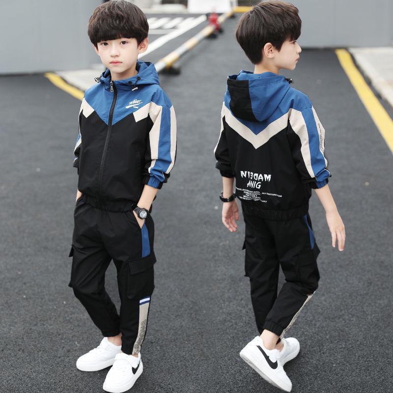 Jungen Kleidung Sets Frühling Herbst Teenager Jungen Kleidung Kinder Baumwolle Casual Sport Anzug Kinder Mode Trainingsanzüge Für 5-14Y 170cm blau