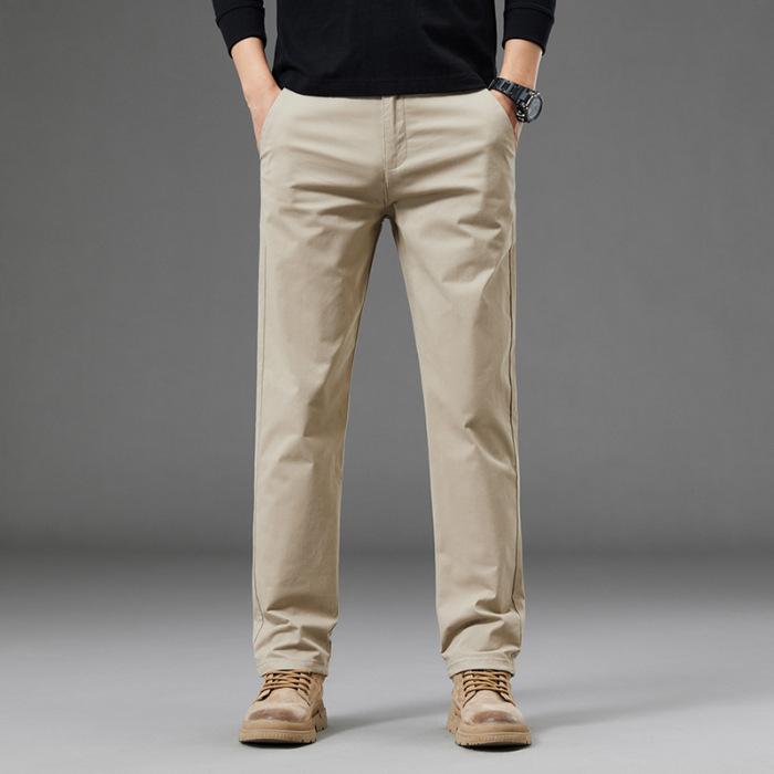 2024 Freizeithosen für Herren, lockere Sommerhosen mit geradem Bein aus reiner Baumwolle für Herren, Westernhosen im Business-Trend für Herren 28 khaki