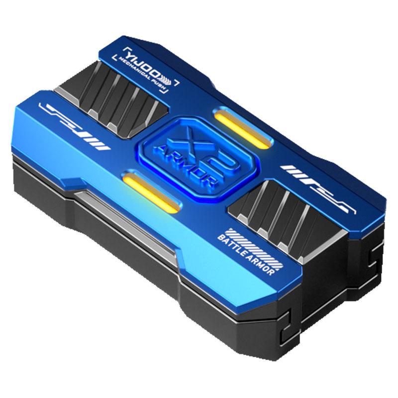 Fidget Slider Battle Armor Mechanische Push-Karte Metallabschnitt Stressabbau Spielzeug EDC Papa Coin Erwachsene Schwarze Technologie Leuchtend blau