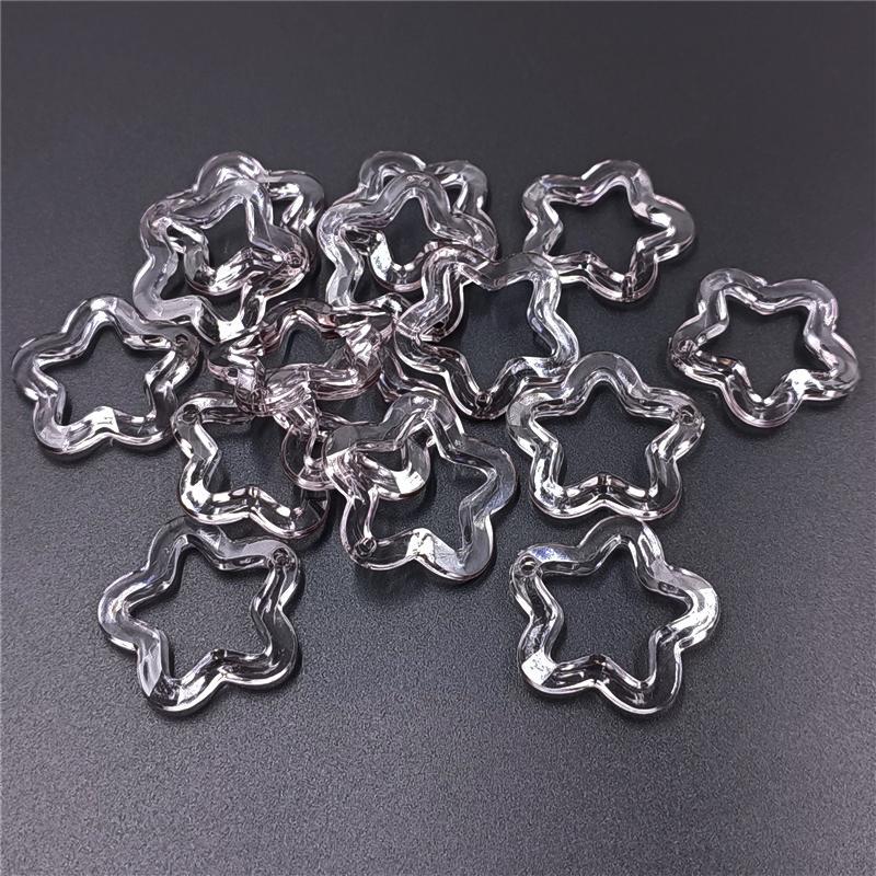 Kreative Anhänger 10 Stück Handgefertigt 30mm Stern Lose Perlen für Armband Ohrring Herstellung Transparentes Material Mode Acryl Fünfeckiger Anhänger Perlen about 30mm  10Pcs weiße grau