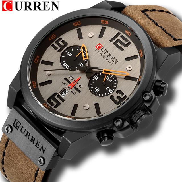 CURREN Neue Männer Uhr CURREN Top Marke Luxus Herren Quarz Armbanduhren Männlich Leder Militär Datum Sport Uhren Relogio Masculino braun schwarz