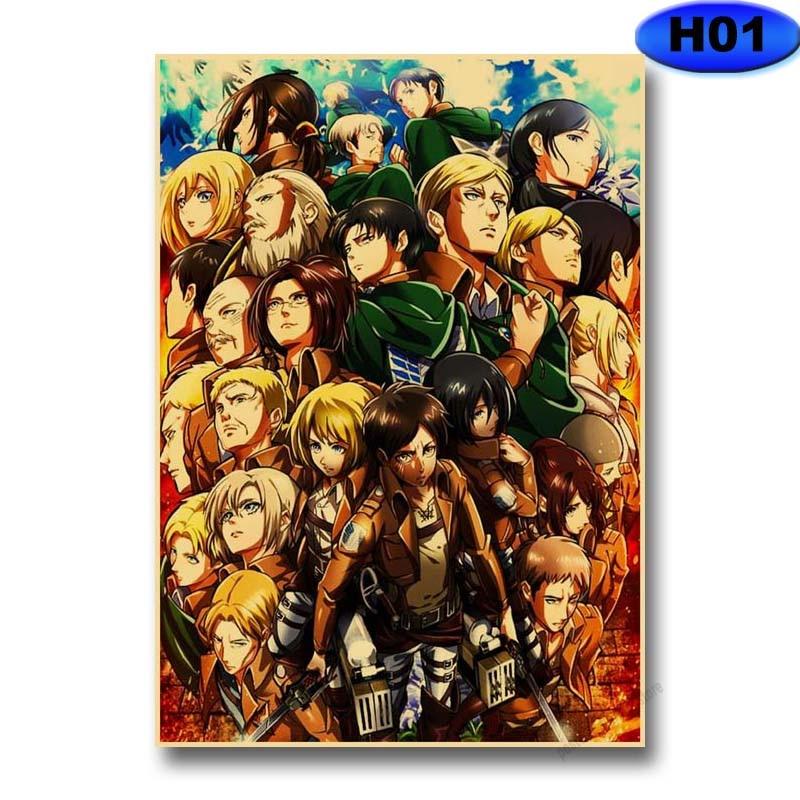 Attack on Titan Staffel 4 Poster Retro Kraftpapier Poster Drucke Anime Dekor Zuhause Wohnzimmer Bar Kunst Malerei Wandaufkleber 42x30cm