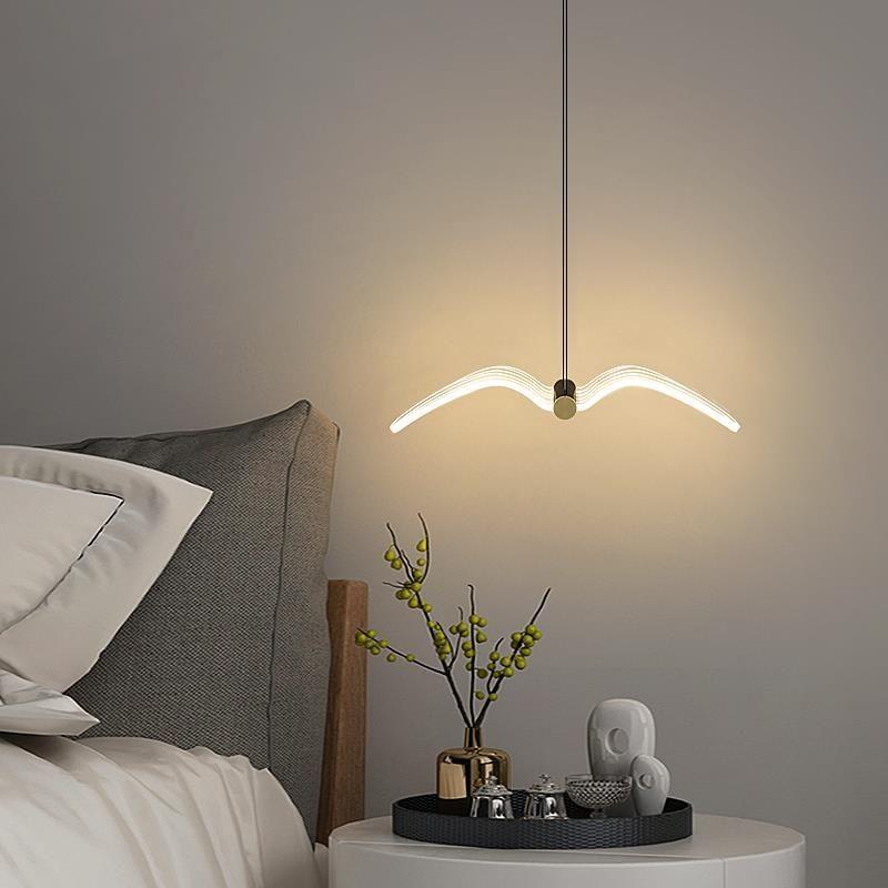 Nachttisch kleiner Kronleuchter einfache moderne kreative Wandlampe Schlafzimmer Möwe Kronleuchter white light