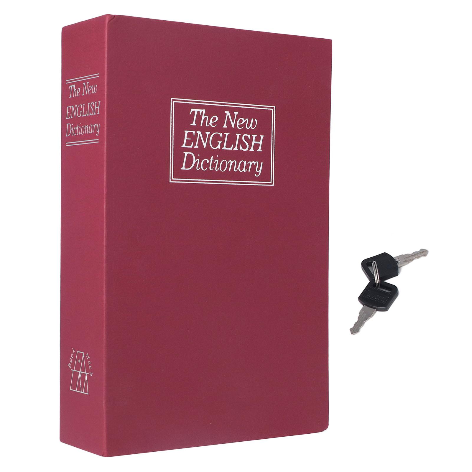 Diversion Book Safe Imitation Books Realistische Edelstahl-Innenhülle Tragbare Buch-Safe-Aufbewahrungsbox rot