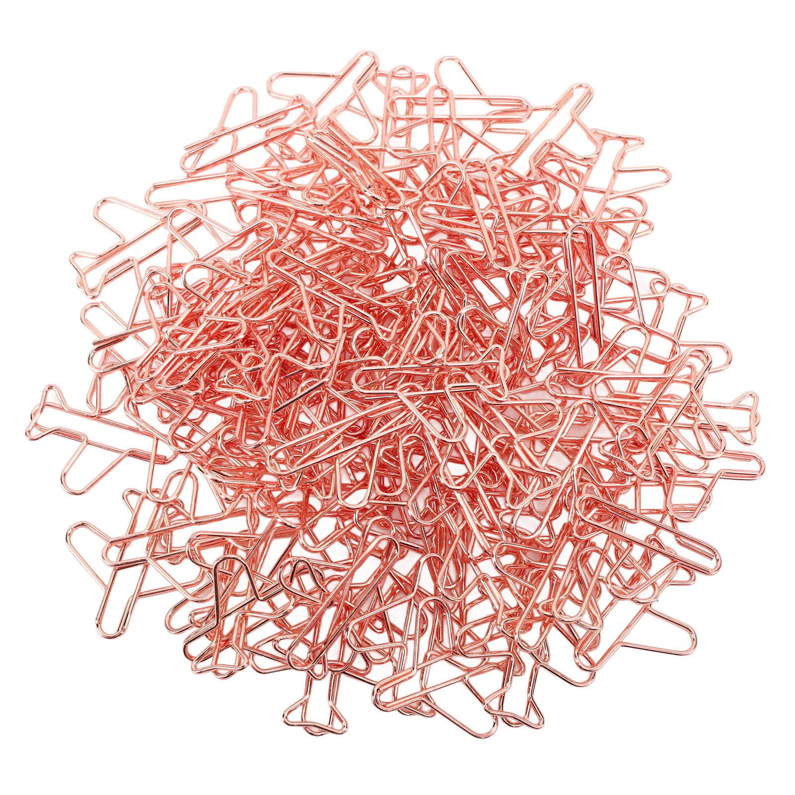 100 Stück Büroklammern in Flugzeugform, Metall, leicht, Mehrzweck, niedlich geformte Büroklammern, Lesezeichen rose gold