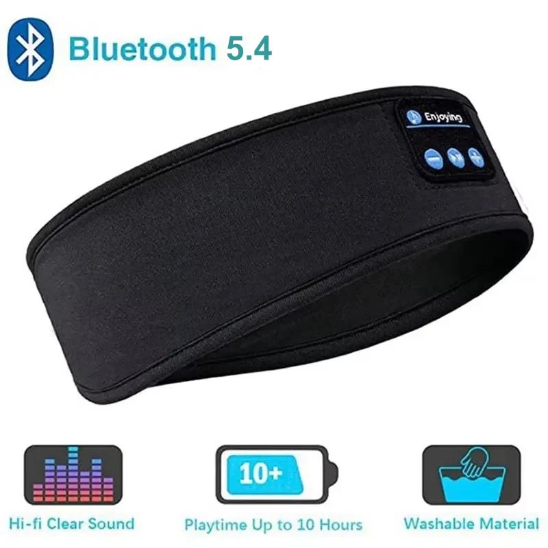 Bluetooth 5.4 Kopfhörer Schlafstirnband Headsets Elastische Drahtlose Kopfhörer Musik Augenmaske Sport Stirnband Ohrstöpsel für iPhone schwarz