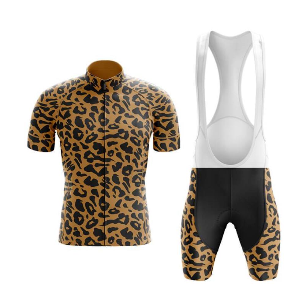 Leopardenmuster Fahrradbekleidung Set 2026 Sommer Radsportkleidung Herren Kurzarm Radtrikot Set Mountainbike Fahren Sportbekleidung XS（old）