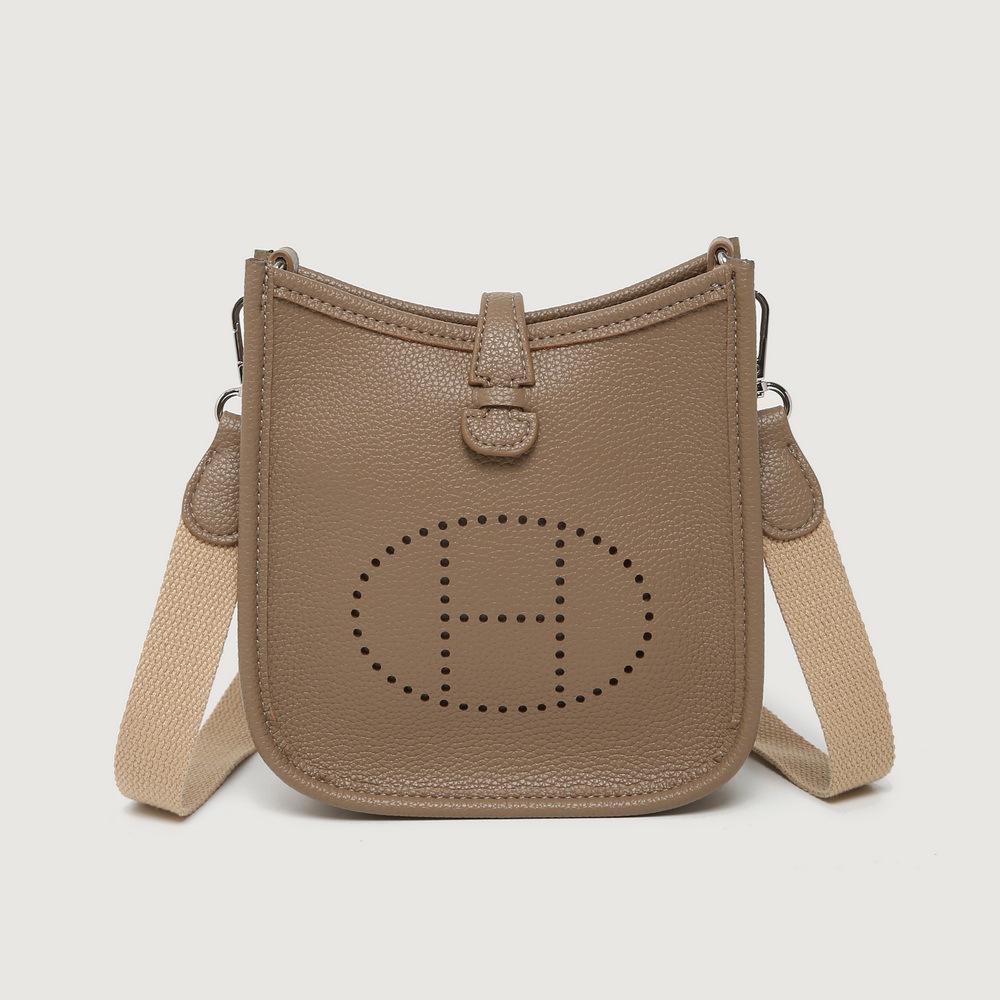 Evelyn Damen H-Buchstaben Mini Schultertasche - Modisches Hohldesign für Mobiltelefon khaki