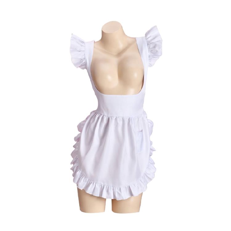 Verstellbare Rüschen-Hausmädchenschürzen Vintage Kreuzrücken Latzkleid Hausmädchen Kostüm Schürze Halloween Kostüm Cosplay Kostüm 1