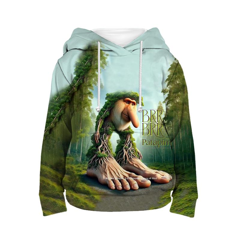 Tung Tung Tung Sahur Hoodie Italienischer Hirnfraß Kinderbekleidung Tralalero Tralala Kinder Sport Sweatshirt für Jungen und Mädchen Pullover 140 rosa