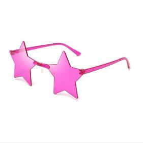 1 Stück rahmenlose einfarbige Brille in Sternform für Cosplay für Damen Herren Mode Brille Coole Disco Brille Pentagramm Sonnenbrille red