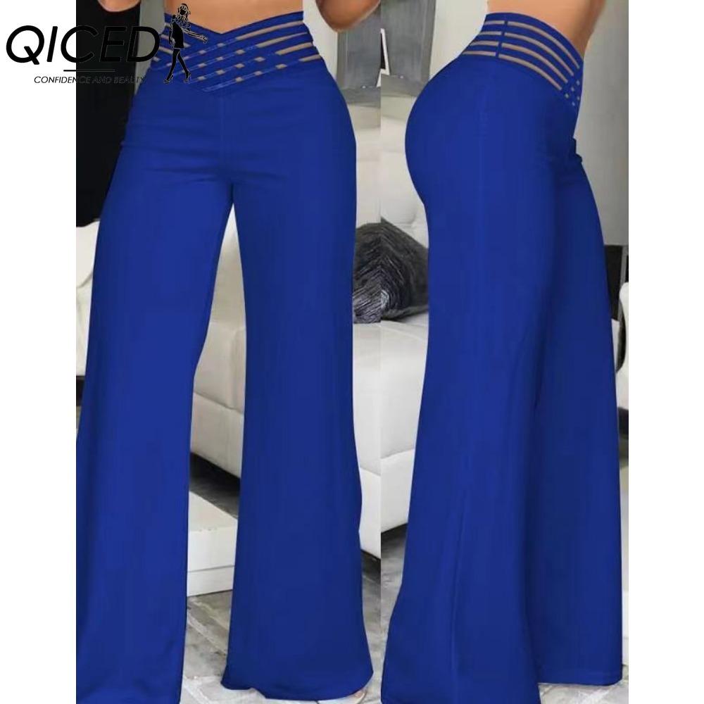 QICED Damenmode Lässig Einfarbig Bedruckte Hosen & Caprihosen M himmlisches blau