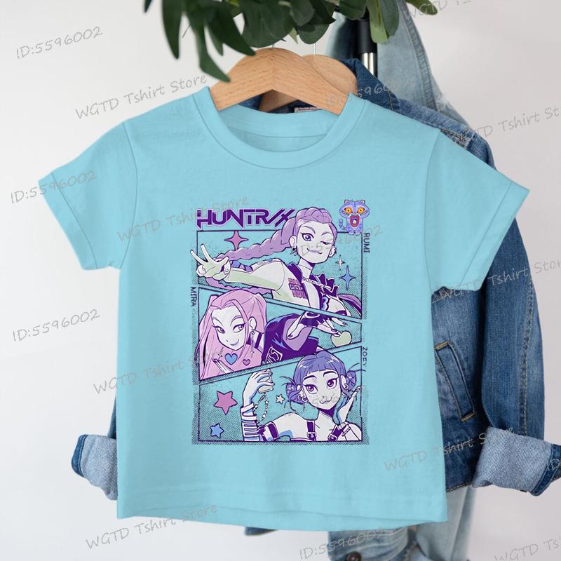 Kinderbekleidung KPop Dämonenjäger Mode Lässige Oberteile O-Ausschnitt Kurzarm Mädchen Jungen K-Pop Dämonenjäger Fans Geschenk T-Shirt 150