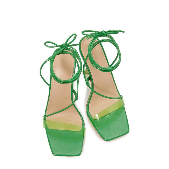 Sommer Frauen 11cm High Heels Sandalen Dame Fetisch Kreuz Lace Up Gladiator Sandalen Stiletto Sexy Nachtclub Prom Grüne Schuhe 35 grün