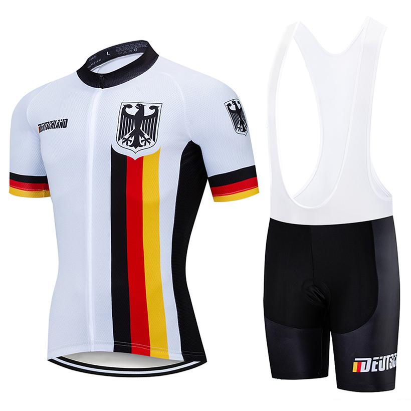 Deutschland Radsport-Team Jersey Trägerhose Set Mountainbike-Bekleidung Sommer Quick Dry Fahrradbekleidung MTB Herren Short Maillot Sport Outfit XXL