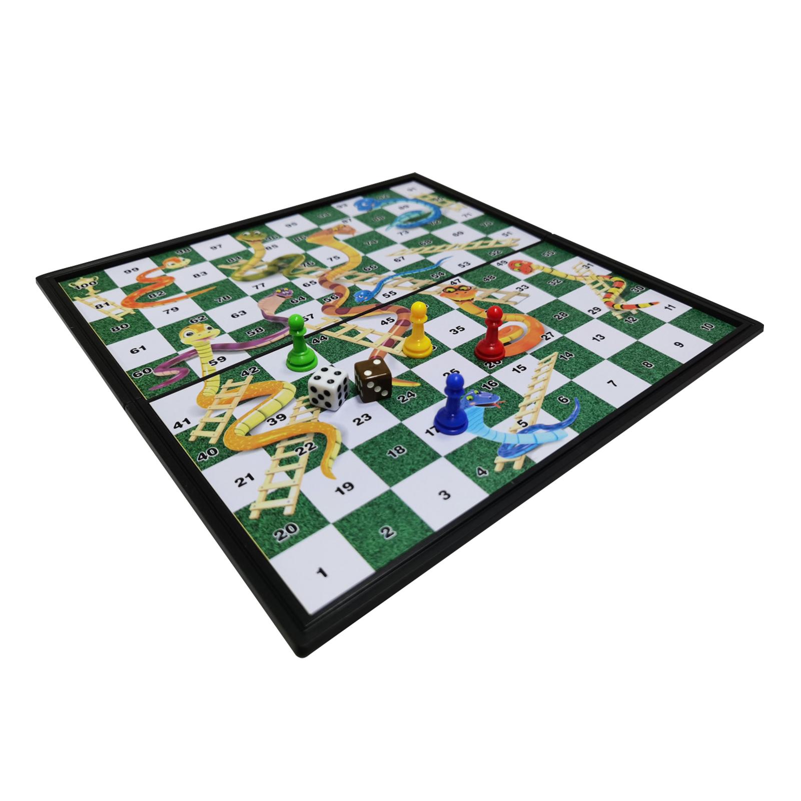 Tragbare magnetische Ludo-Brettspiele, klassische Schlangen und Leitern, zusammenklappbares Schachspiel, Unterhaltung Snakes and Ladders