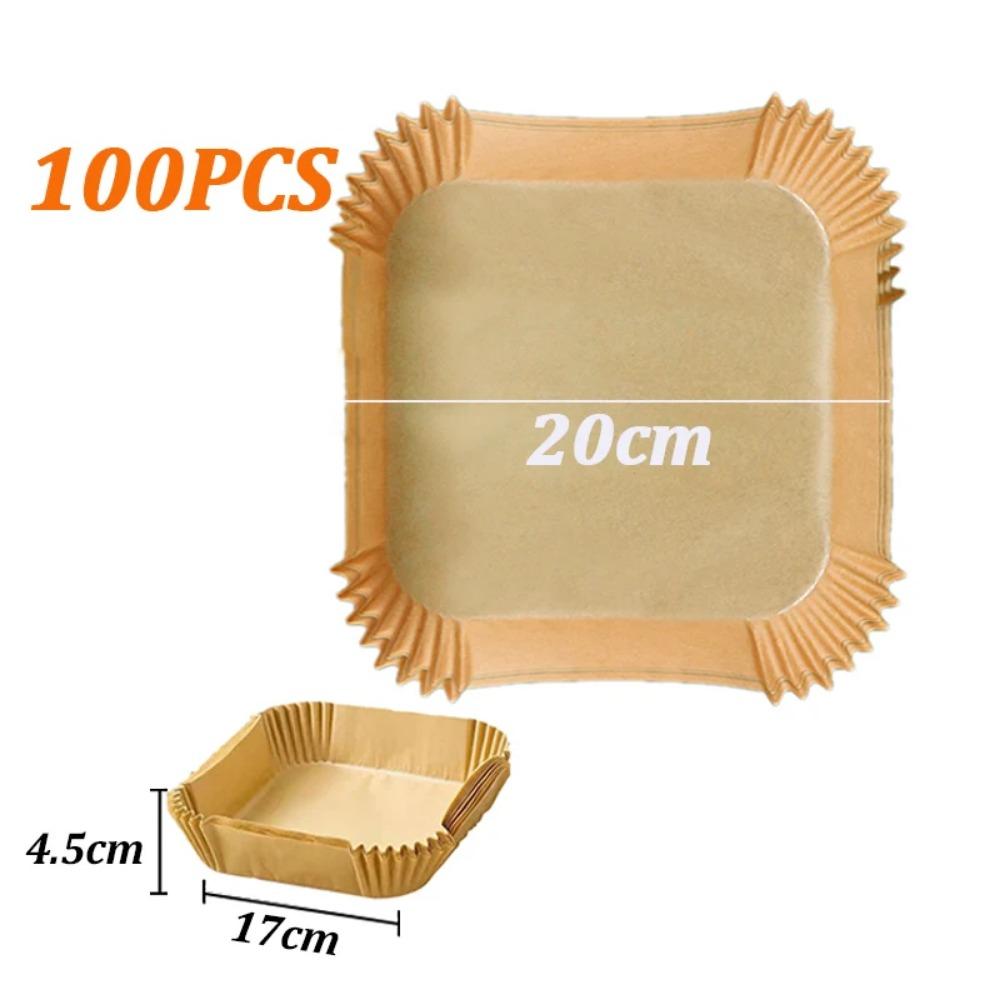 Großes Einweg-Papierpapier für die Heißluftfritteuse, 23 cm, antihaftbeschichtetes Pergamentpapier für die Heißluftfritteuse, spezielles Backpapier für den Koch-/Dampfkorb Square-100PCS