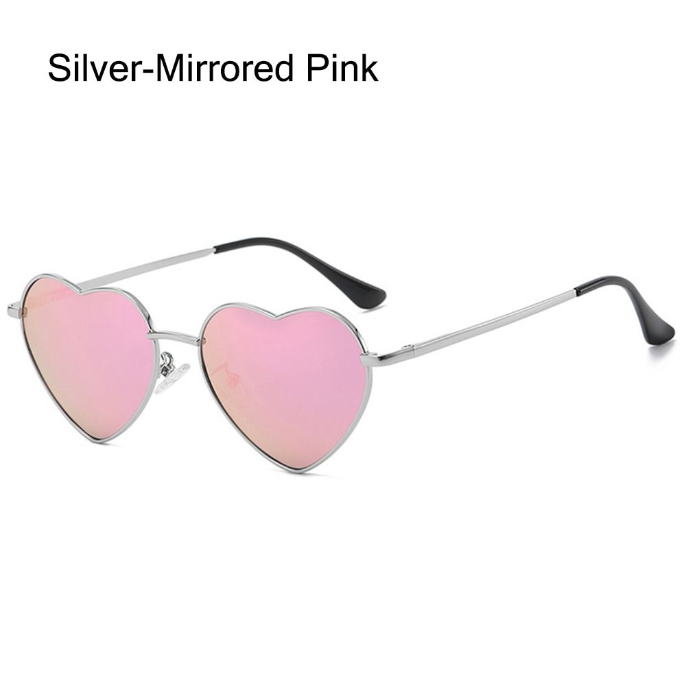 Vintage Metallrahmen Ausgefallene Accessoires Herz Sonnenbrille 90er Jahre Brille Herzförmige Sonnenbrille Shades Silver-Mirrored Pink
