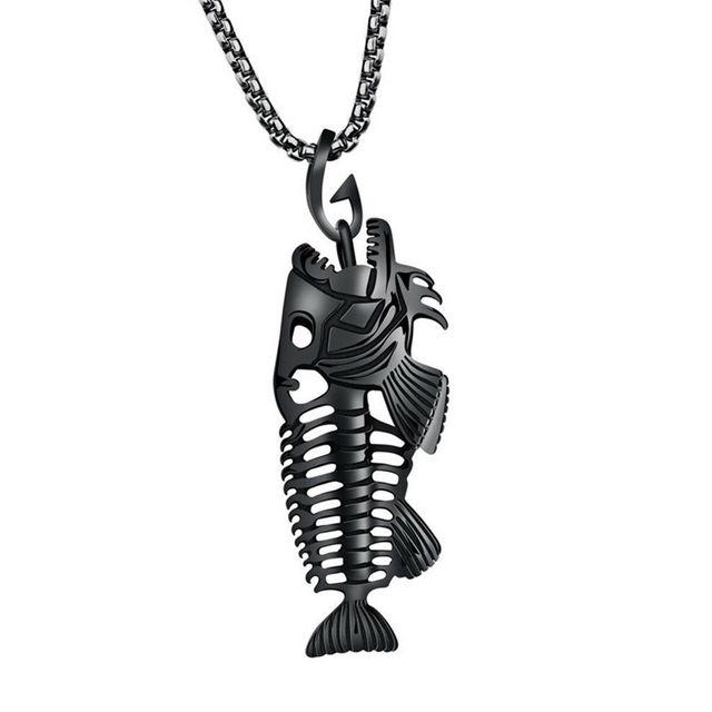 Coole Fischgräte, ganzes Fischskelett, Edelstahl-Anhänger-Halskette, Retro-Schmuck, Persönlichkeit, Hip-Hop-Rock-Schmuck, Geschenk 60cm