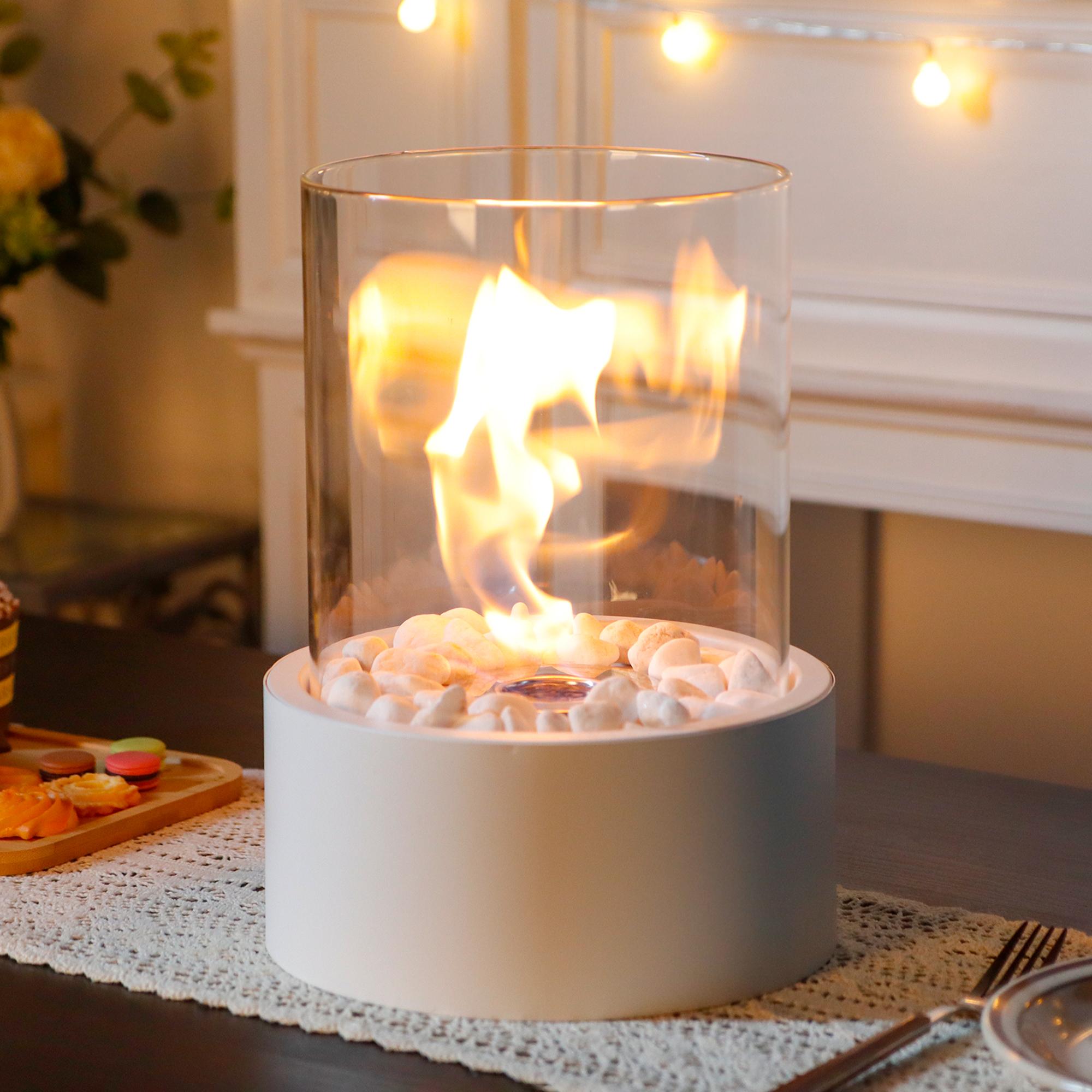 Metall Runder Tisch Kamin Klassischer Tisch Ethanol Kamin Runder Weißer Bio Ethanol Kamin ohne Kaminzug (US EU Lagerbestände)