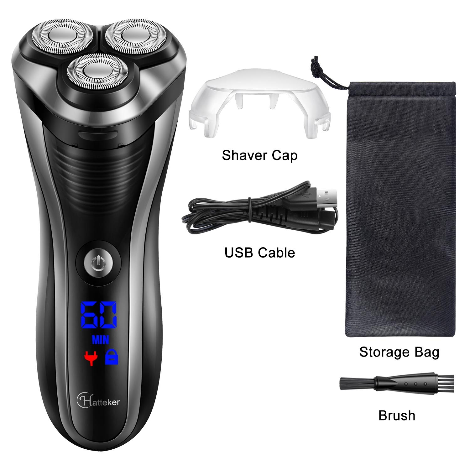 HATTEKER Elektrorasierer für Männer, Flyco Rotary Electric Herrenrasierer, wiederaufladbarer Nahrasierer mit Pop-up-Trimmer und wasserdicht 7568D
