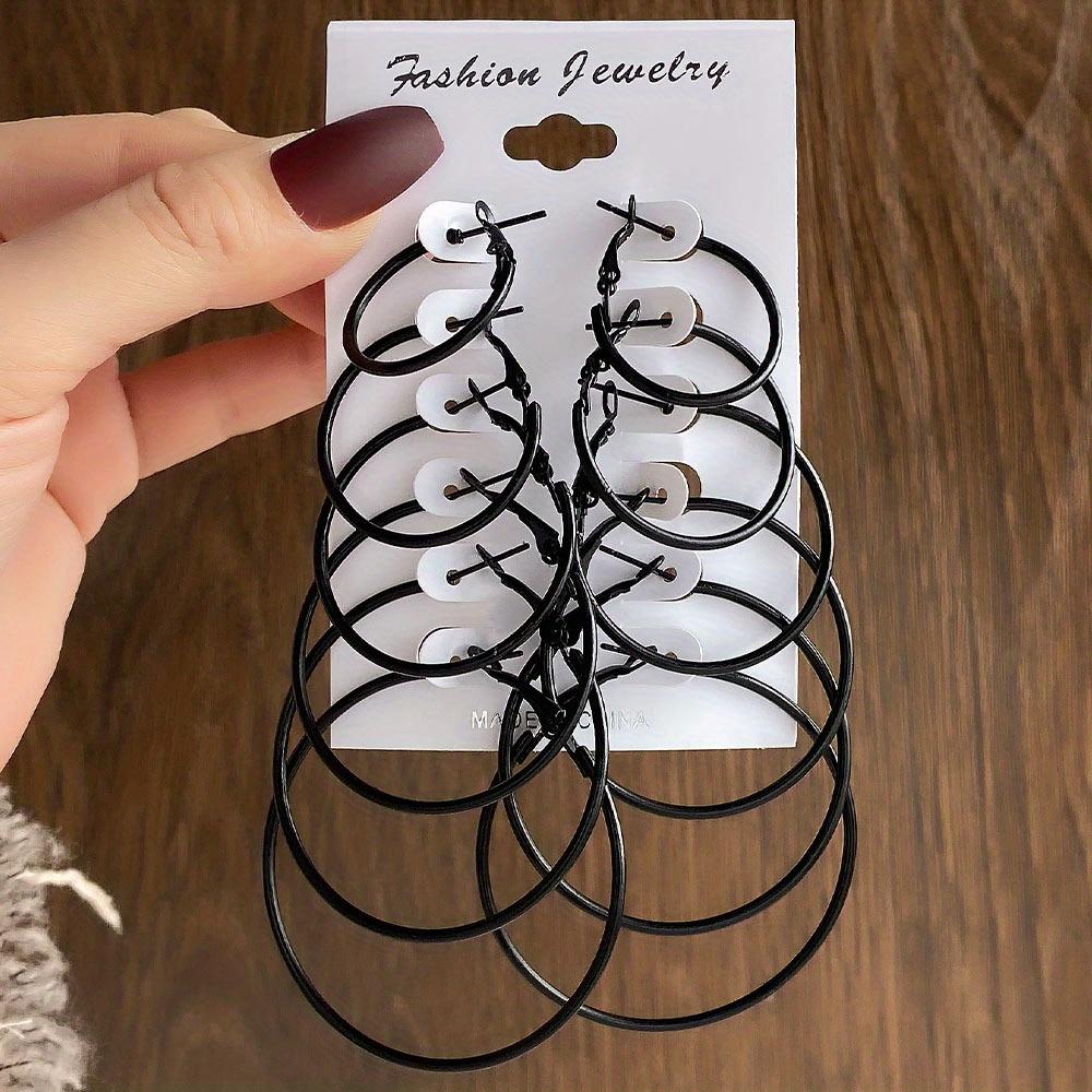 6 Paar Bonbonfarbene Creolen Set Elegant Sexy Stil Schmuck Vielseitiger Schmuck für Frauen Täglich Lässig schwarz