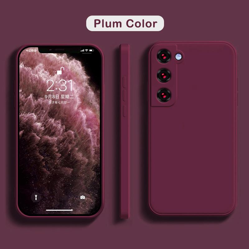Luxuriöse quadratische Hülle aus flüssigem Silikon für Samsung Galaxy S25 S24 S23 FE S22 Ultra S21 S20 S10 Plus A52 A53 A54 A33 A72 A32 4G 5G Soft Cover For Samsung S21 Ultra pflaume