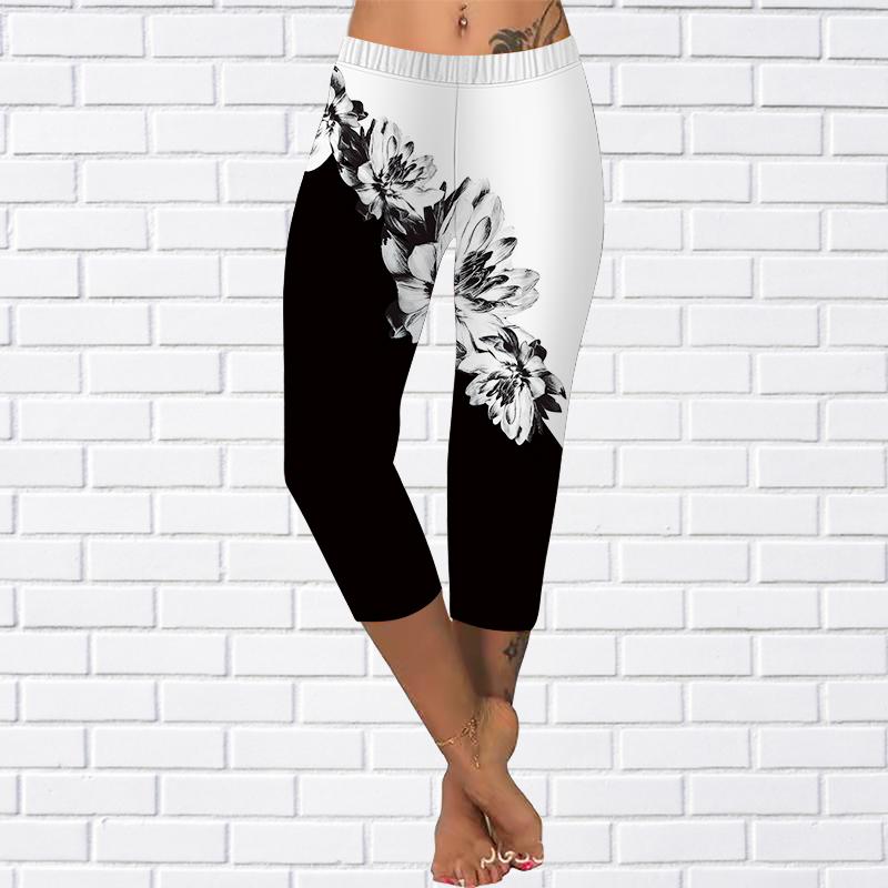 Hosen Sommer Gelb Schmetterling Kurze Leggings Abgeschnitten Skinny 0Hosen Plus Size Leggins Damen Weiße Stiefmütterchen Hosen Abgeschnittene Hosen Für Frauen 5XL grau