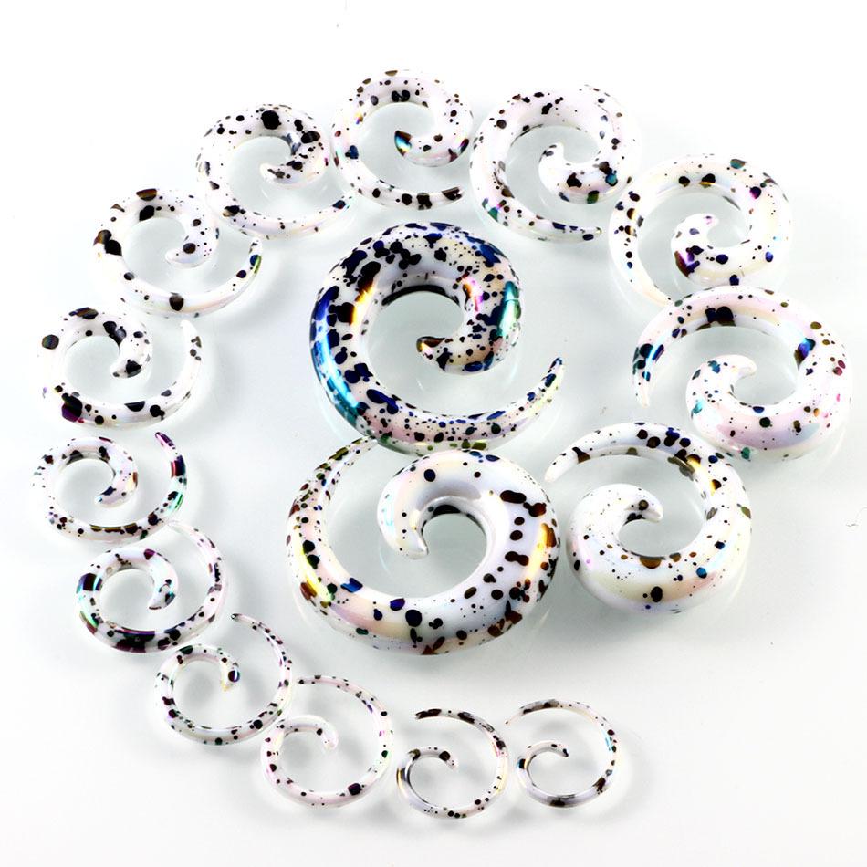 2PCS Acryl Ohr Spirale Stecker Ohrring Messgeräte Punk Acryl Taper Expander Stecker Tunnel Piercings Bahre Kits Körper SchmuckRing 12mm weiß