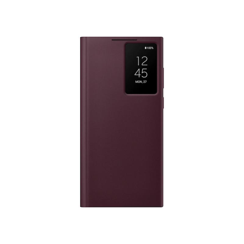 Smart View Flip Case Hülle Für Samsung Galaxy S22 Ultra S22Ultra Smart Clear View Handyhülle wein rot