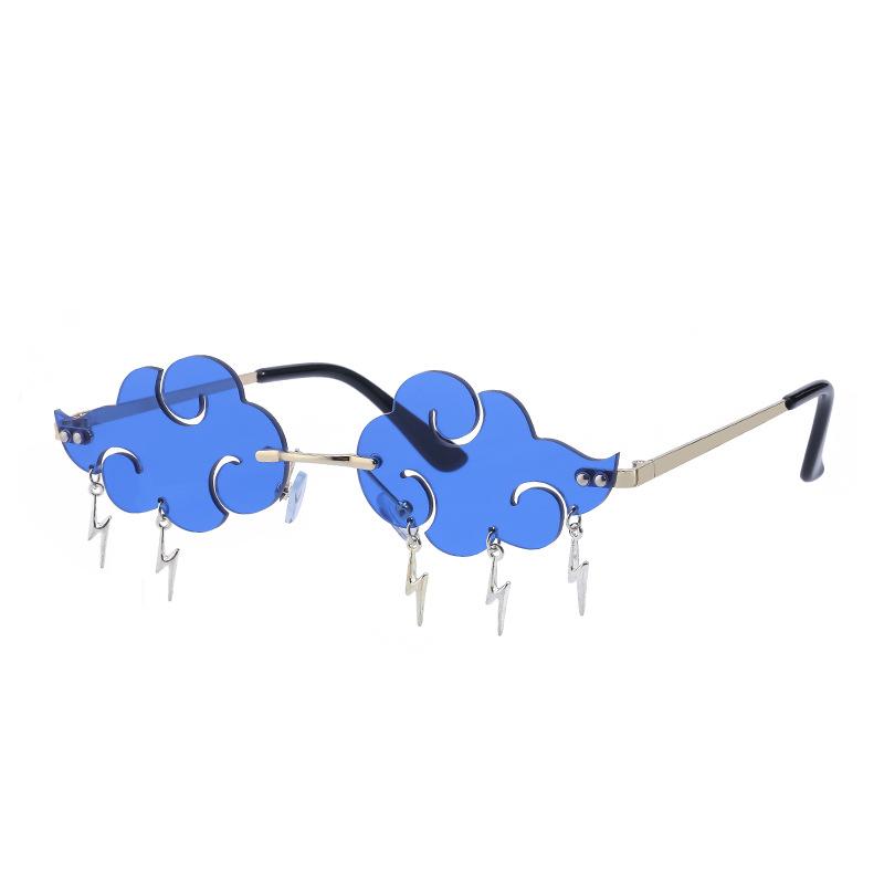Blitz-Anhänger Sonnenbrille Lustige Wolkenförmige Sonnenbrille Randlose Sonnenbrille 90er Disco Party Brille Sonnenbrillen Steampunk