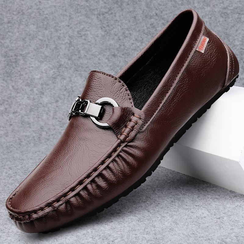 Mode Neue Herren Slipper Outdoor Schuhe Handgefertigte Herren Laufschuhe Klassische Herrenschuhe für Hochzeit Herren Hot Sale Loafer Hohe Qualität 44 braun