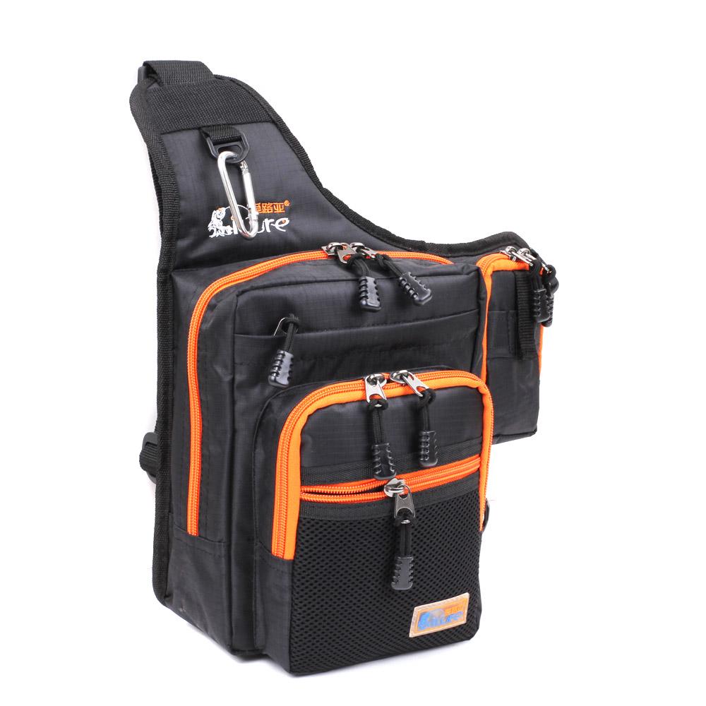 iLure Angeltasche, Mehrzweck-Angeltasche aus wasserdichtem Canvas, Angelrolle, Köder, Angelzubehör schwarz