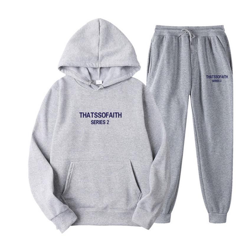 Unisex Kapuzenpullover und Jogginghosen-Set mit Fleecefutter für Herbst/Winter XXL