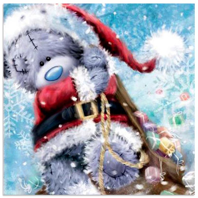Bär Weihnachtsdekoration 5D DIY Diamant Malerei Tiere voller runder Diamant Stickerei 30x30CM black