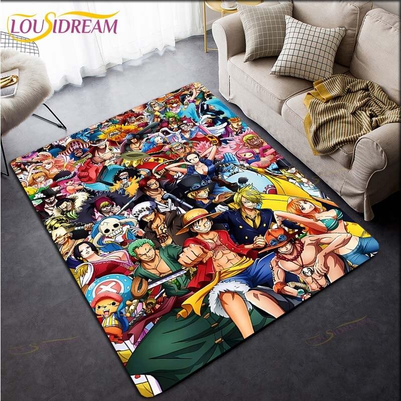 Anime One Piece Teppich Cartoon Teppiche Wohnzimmer Teetisch Matten Schlafzimmer Teppich Waschbare Fußmatten Haushaltsbereich Matte Geschenk 100cm x 120cm