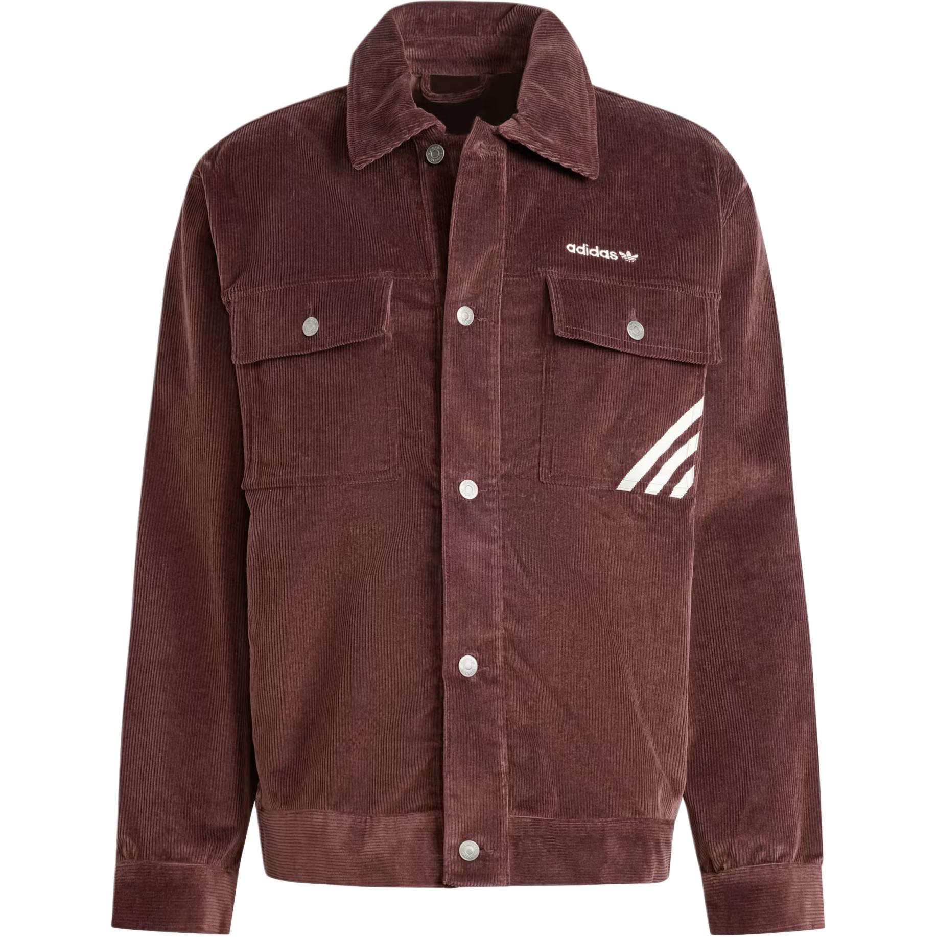 Adidas Originals Coach Jacke Retro Mode Einfach Gestreiftes Logo Print Einreihig Langarm Jacke Herren Jacke Dunkelbraun IW3263 M
