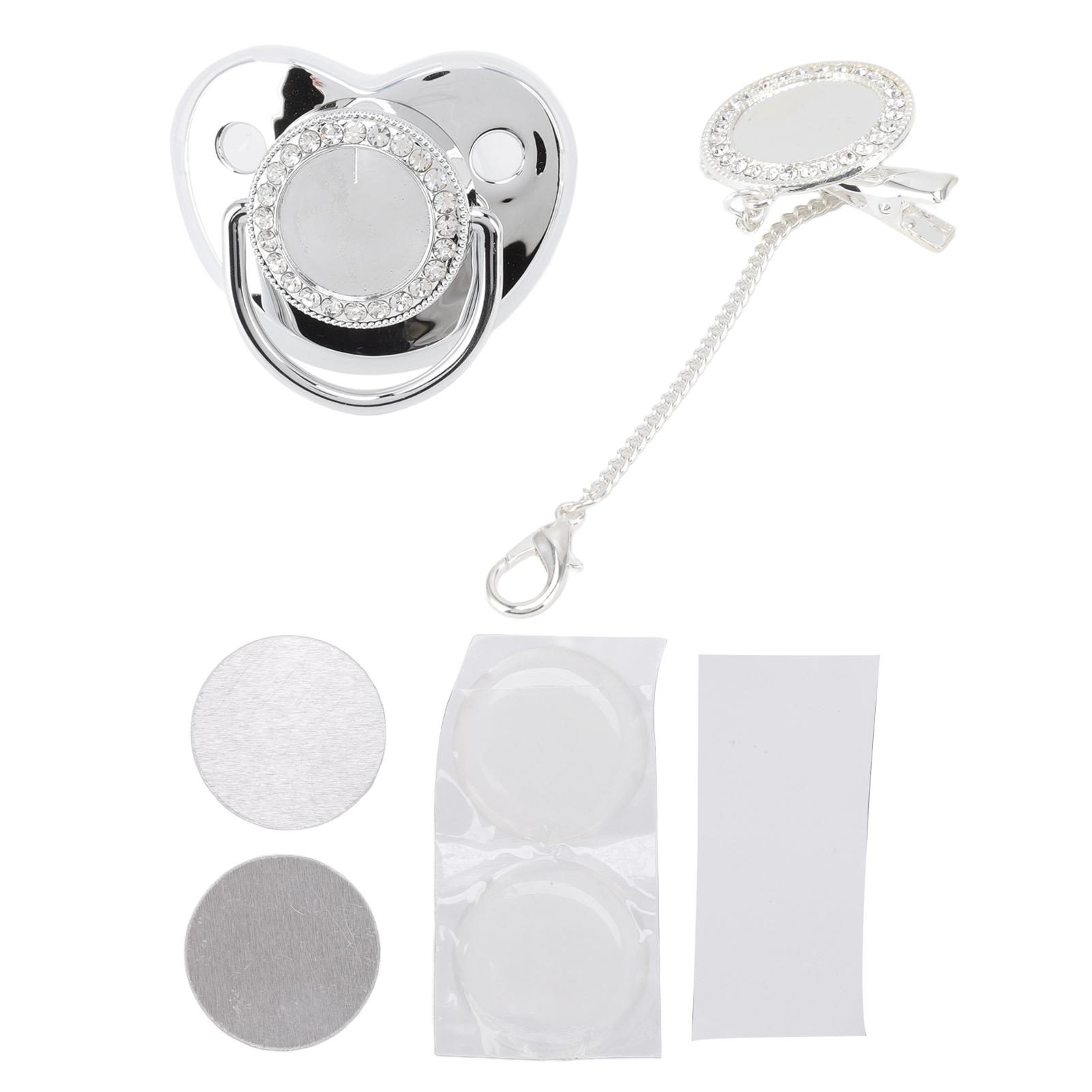 Baby Schnuller Stilvolle Toxic Freies DIY Foto Dekoration Infant Bling Schnuller Clip Set für Neugeborene silber