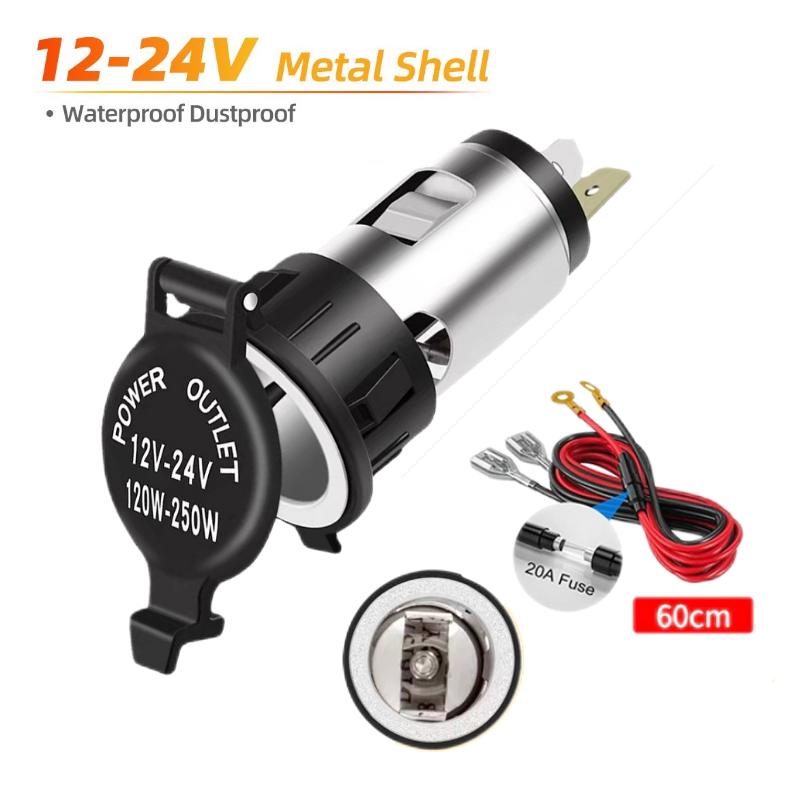 Auto-Motor-Feuerzeug-Ladegerät, 12 V-24 V, 120 W, Steckdose, Kunststoff, für Motorrad, Auto, LKW, Steckdose, Boote, Traktoren With Fuse Cable