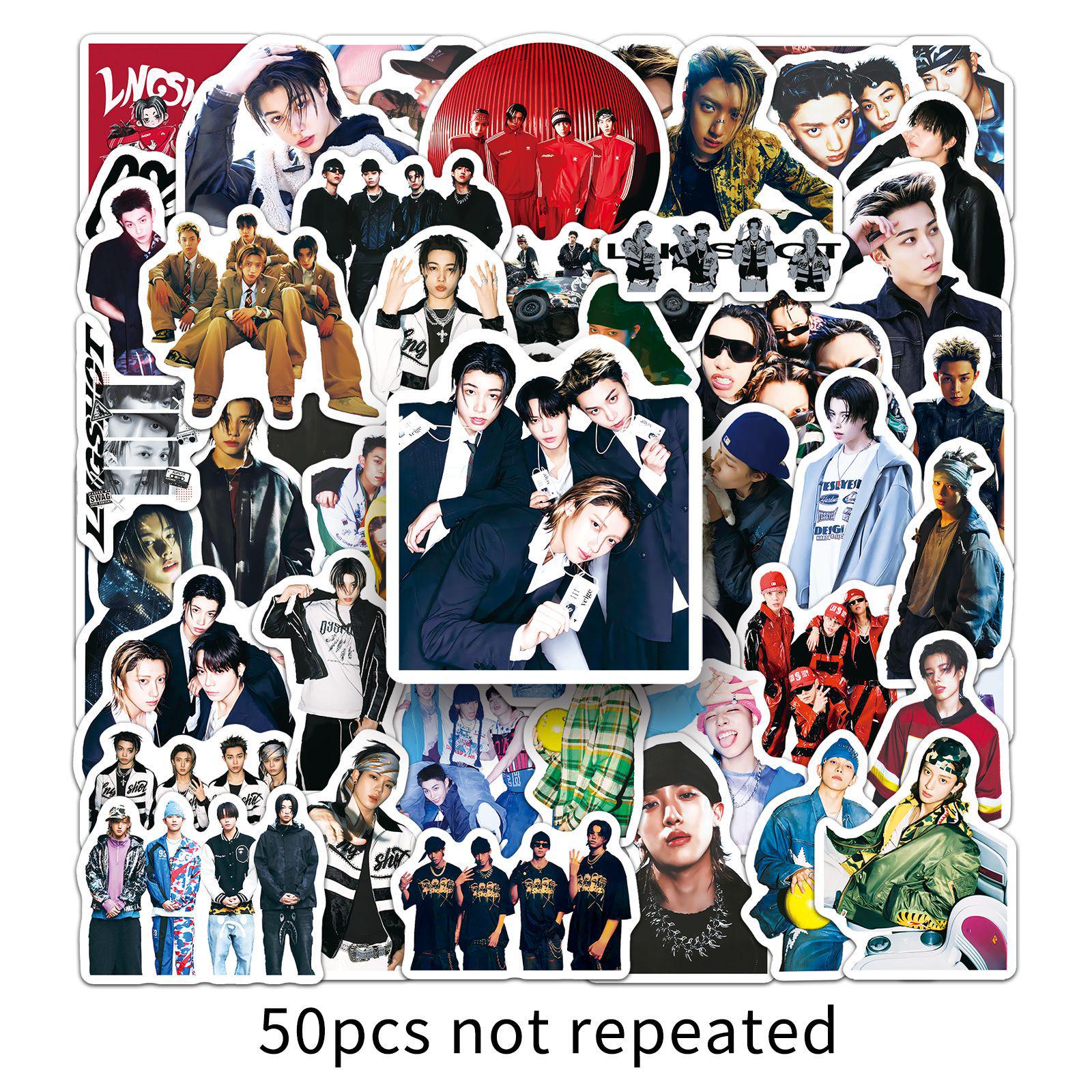 50 Longshot Koreanische Boygroup Aufkleber für DIY Handyhüllen, Gepäck und Schreibwaren Dekoration ohne Schneiden black